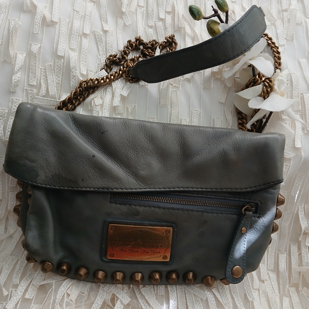 Isabella Fiore Stud-Trim Foldover Bag
